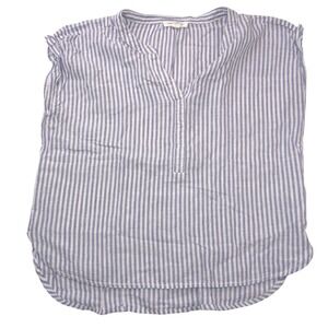 Beachlunchlounge Womens Small Blue White Striped Sleeveless V-Neck Blouse Top